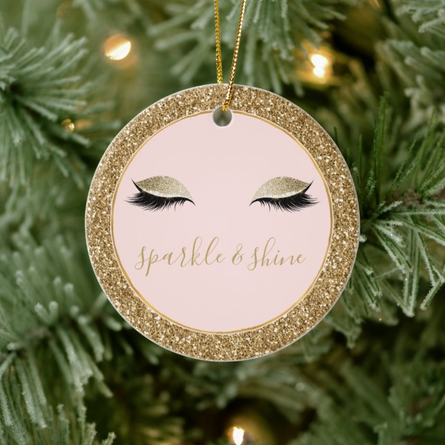 Gold Glitz Eyes Ceramic Tree Decoration (Tree)