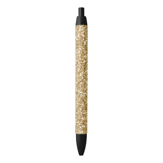 Gold Glitz Glitter          Black Ink Pen (Front Vertical)