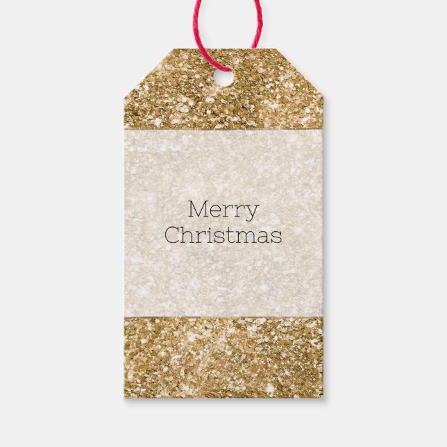 Gold Glitz Glitter Gift Tags (Front)