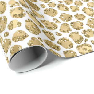 Gold Glitz Glitter Leopard   Wrapping Paper