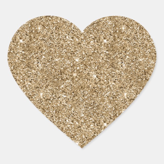 Gold Glitz Sparkle Glam Heart Sticker (Front)