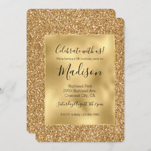 Gold Glitz Stylish Glam Glitter Invitation