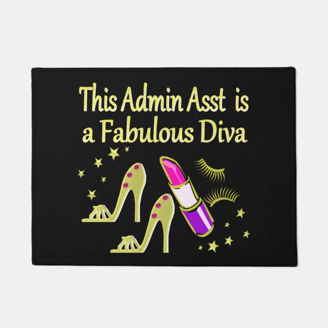 GOLD GLITZY ADMIN ASSISTANT DIVA DESIGN DOORMAT (Front)