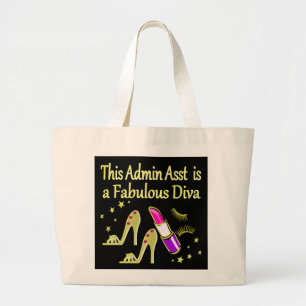 GOLD GLITZY ADMIN ASSISTANT DIVA DESIGN LARGE TOTE BAG