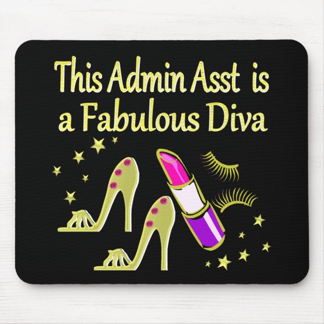 GOLD GLITZY ADMIN ASSISTANT DIVA DESIGN MOUSE MAT (Front)