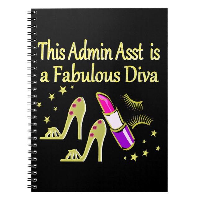 GOLD GLITZY ADMIN ASSISTANT DIVA DESIGN NOTEBOOK (Front)