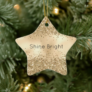 Gold Glitzy Confetti Glitter Sparkle Ceramic Tree Decoration