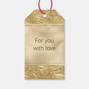 Gold Glitzy Glam Glitter Zebra Print Gift Tags