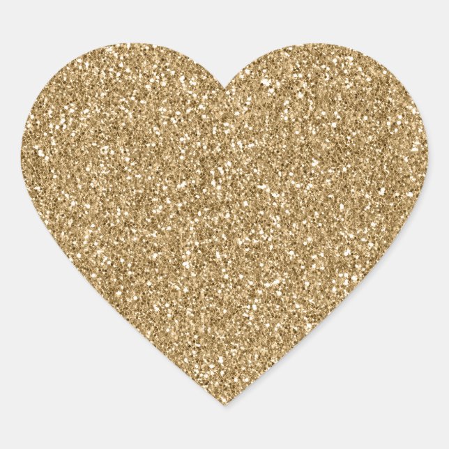 Gold Glitzy Glam Sparkle Glitter Heart Sticker (Front)