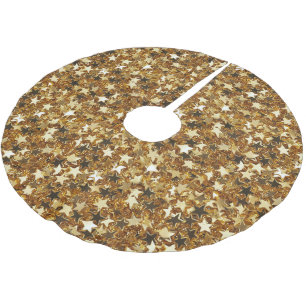 Gold Glitzy Glam Sparkle Stars Brushed Polyester Tree Skirt
