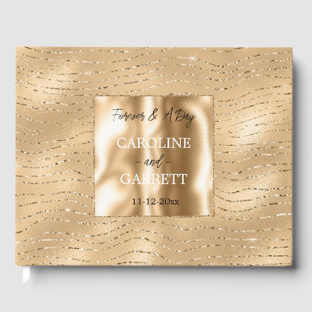 Gold Glitzy Glam Stripes Guest Book (Front)