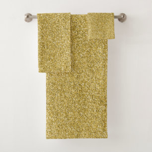 Gold Glitzy Glitter Bath Towel Set