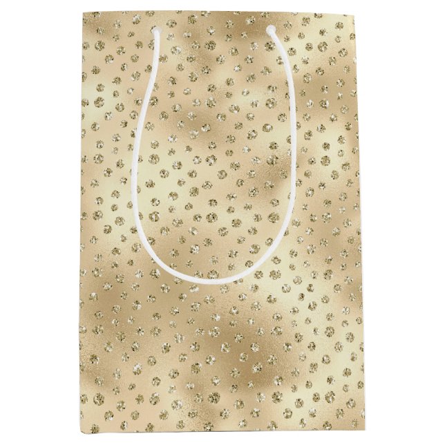 Gold Glitzy Glitter Dots       Medium Gift Bag (Front)