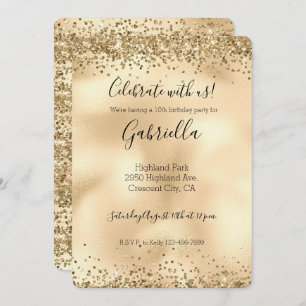 Gold Glitzy Glitter Sparkle Confetti Invitation