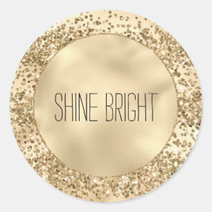 Gold Glitzy Glitter Sparkle Confetti Shine Classic Round Sticker