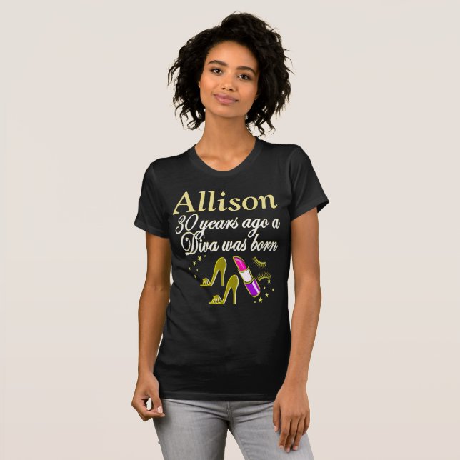 GOLD GLITZY PERSONALIZED 30TH BIRTHDAY T SHIRT (Front Full)