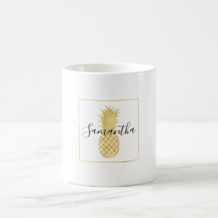 Gold Glitzy Pineapple Coffee Mug