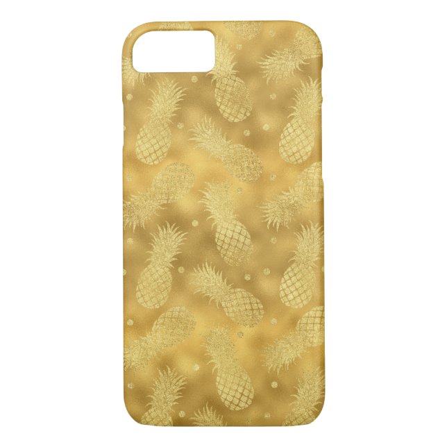 Gold Glitzy Pineapples Case-Mate iPhone Case (Back)