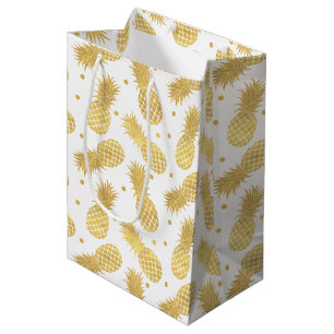 Gold Glitzy Pineapples Medium Gift Bag
