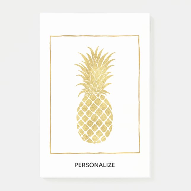 Gold Glitzy Pineapples Post-it Notes (Front)
