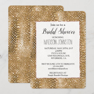 Gold Glitzy Snake Skin Animal Glam Invitation