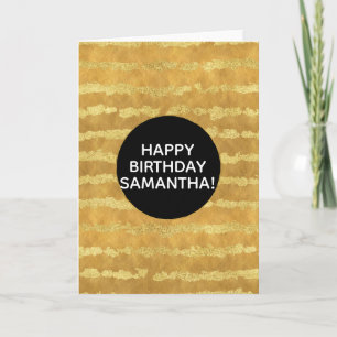 Gold Glitzy Stripes Personalised Card