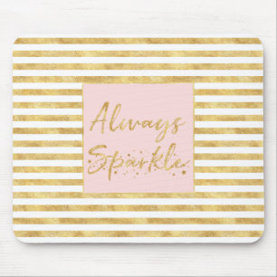 Gold Glitzy Stripes Sparkle Mouse Mat