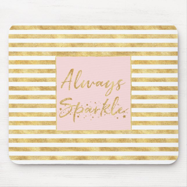 Gold Glitzy Stripes Sparkle Mouse Mat (Front)