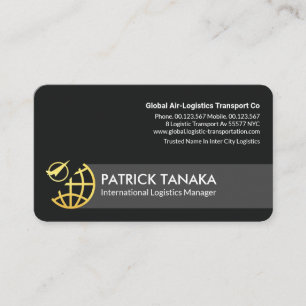 Gold Globe Aeroplane Orbit Logistics Business Card