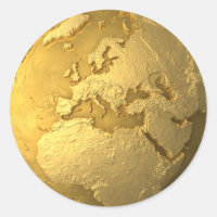 Gold Globe - Metal Earth. Europe, 3d Render