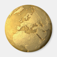 Gold Globe - Metal Earth. Europe, 3d Render