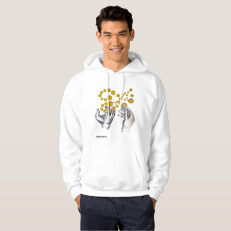 Gold globes float outstretched hands hoodie