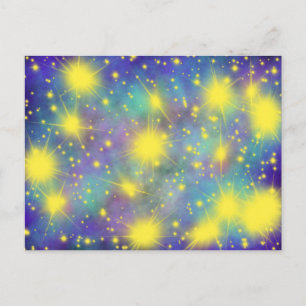 Gold Glory Stars Aqua Blue Modern Christian Art Postcard