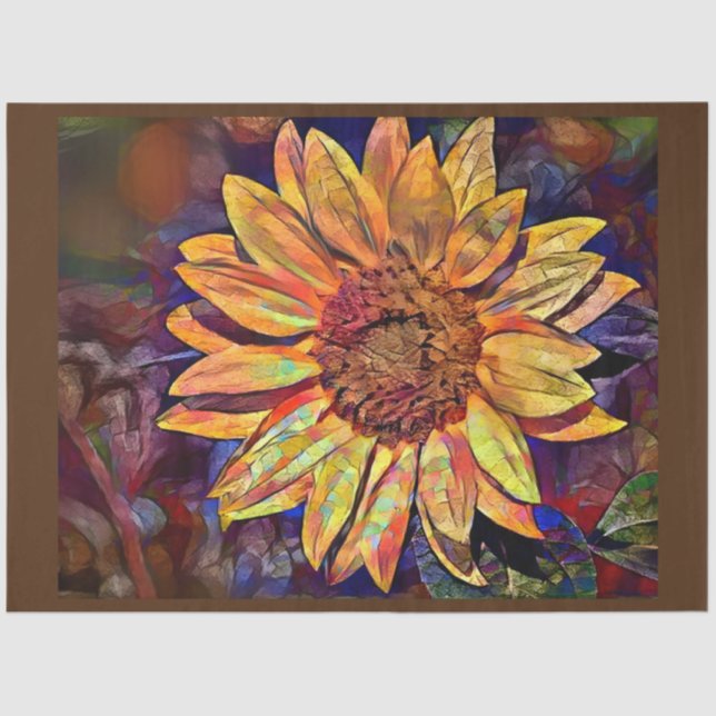 Gold Glossy Sunflower Elegant Collection Tissue Paper (Front)