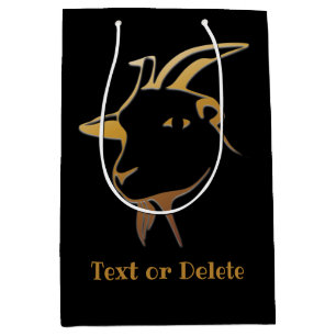 Gold Goat on Black Medium Gift Bag
