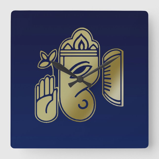 Gold Goddess Ganesha - Wall Clock (Front)