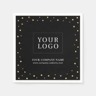 Gold & Gold Confetti Business Promotional Logo Napkin