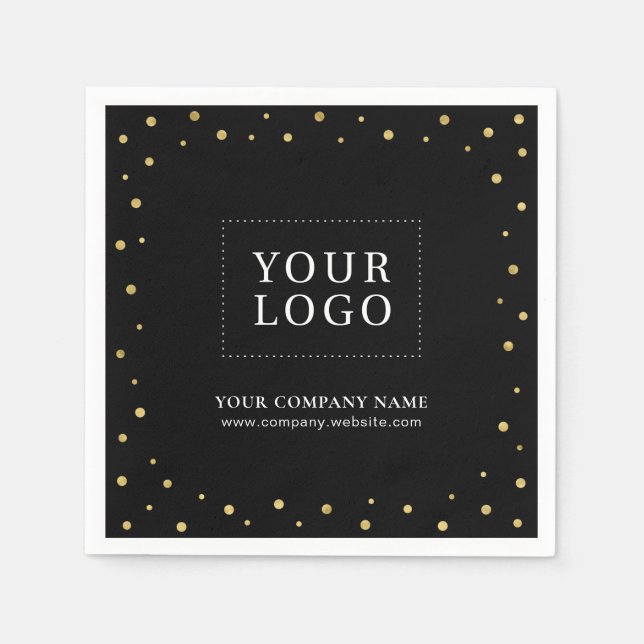 Gold & Gold Confetti Business Promotional Logo Napkin (Front)