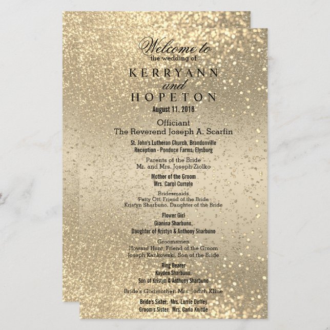 Gold & Gold Glitter - Program (Front/Back)