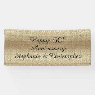 Gold Golden 50th Anniversary Party Elegant Banner