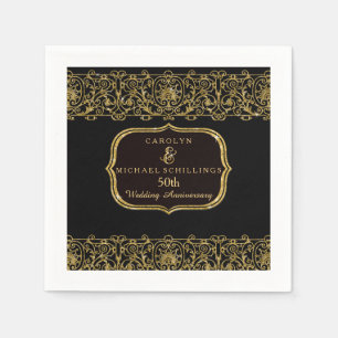 Gold Golden 50th Wedding Anniversary Party Decor Napkin