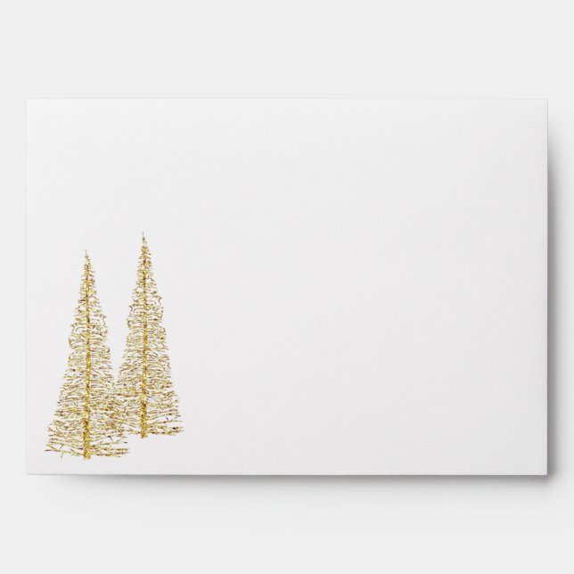 Gold Golden Christmas Trees A7 Envelope (Front)