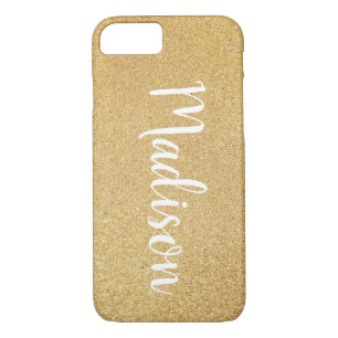 Gold Golden Classic with White Custom Name Text iPhone 8/7 Case