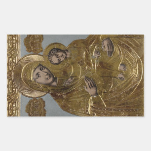 Gold Golden Elegant Mother Mary Baby Jesus Christ Rectangular Sticker