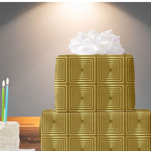 Gold golden geometric squares Wrapping Paper (Creator Uploaded)