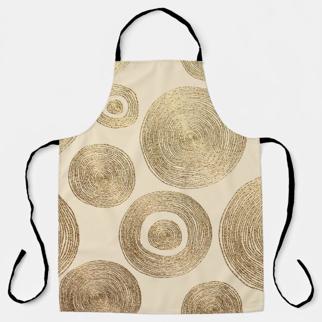 Gold Golden, hand drawn pattern with circles. Abst Apron (Front)