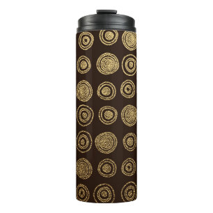 Gold Golden, hand drawn pattern with circles. Abst Thermal Tumbler