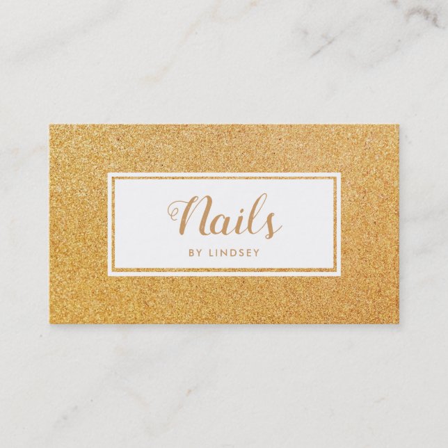 Gold Golden Sparkle Glitter Nail Artist Business Card (Front)