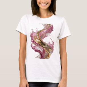 Gold GOLDEN SPIRAL WITH PINK AND WHITE FLAKES T-Shirt