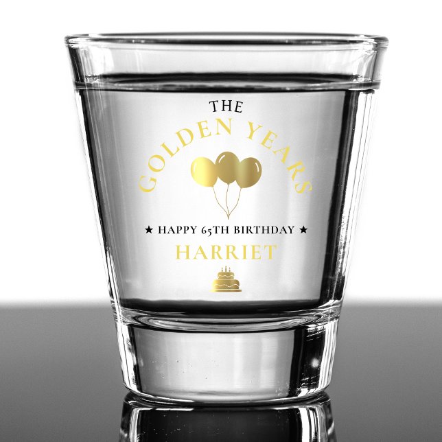 Gold Golden Years 65th Birthday Party Shot Glass (Gold Golden Years 65th Birthday Party Shot Glass)